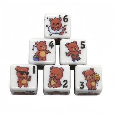 16mm White Bear Acrylic  - 6pcs D6 RPG Dice Set